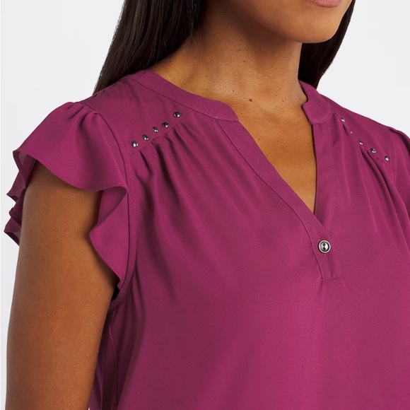 FORTUNE + IVY - Ollie Flutter Sleeve Blouse. Size XXL. Fuschsia / Pink. NWT - Picture 4 of 16